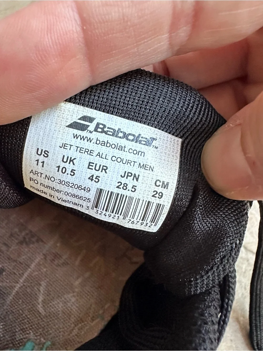 Babolat Jet Tere All Court Sneakers Pickleball Tennis Black Gray​